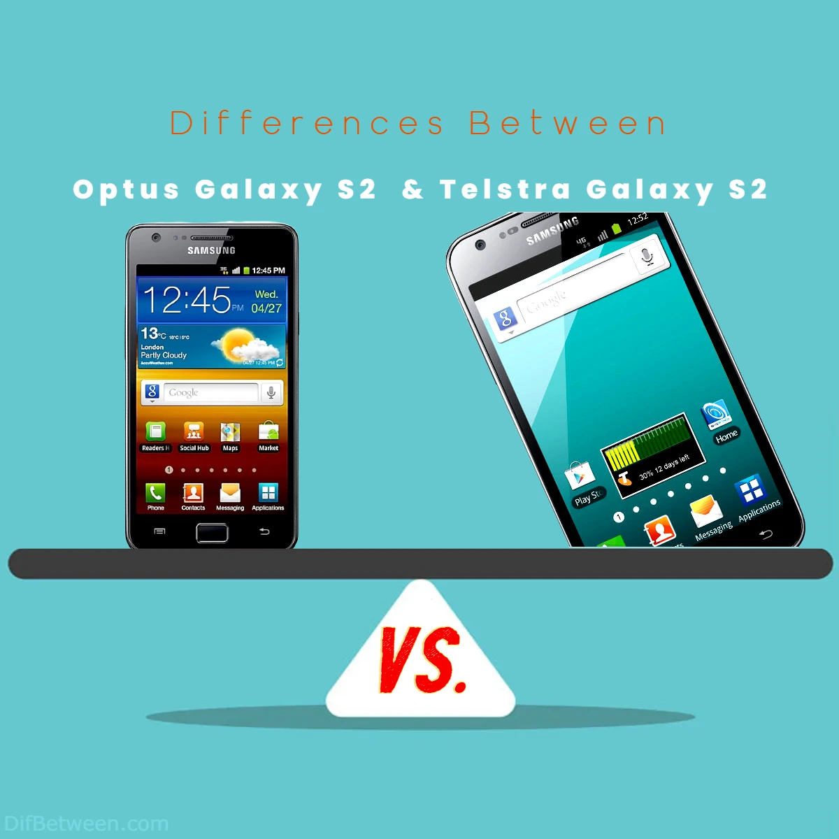 Differences Between Optus Galaxy S2 (Galaxy S II) vs Telstra Galaxy S2