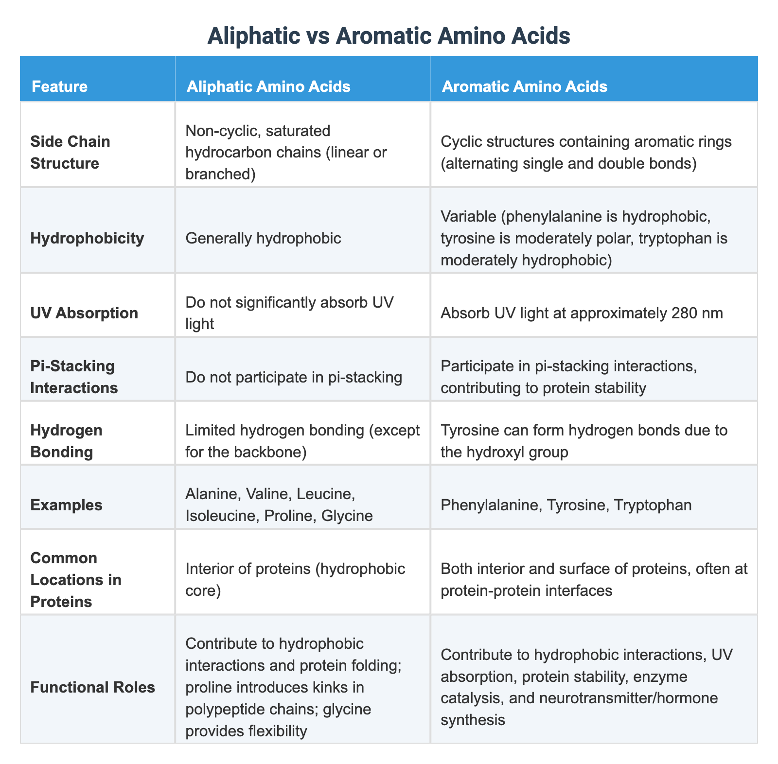 Aliphatic vs Aromatic Amino Acids