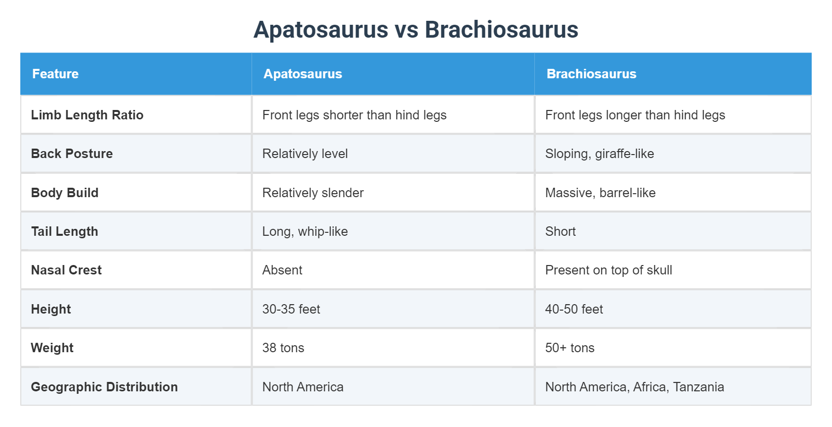 Apatosaurus vs Brachiosaurus