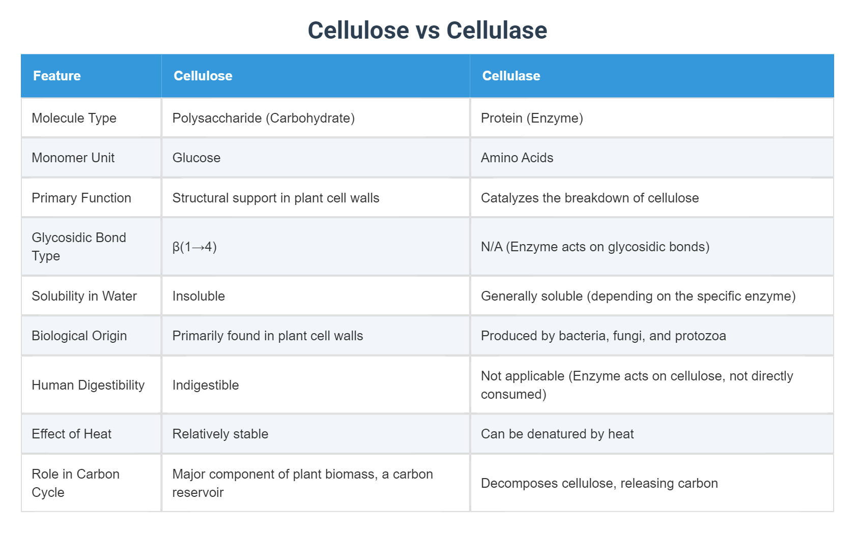 Cellulose vs Cellulase