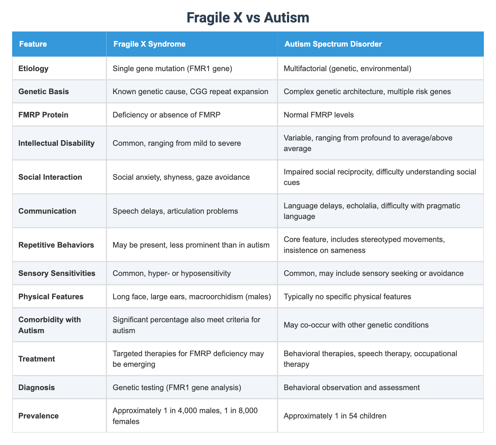 Fragile X vs Autism