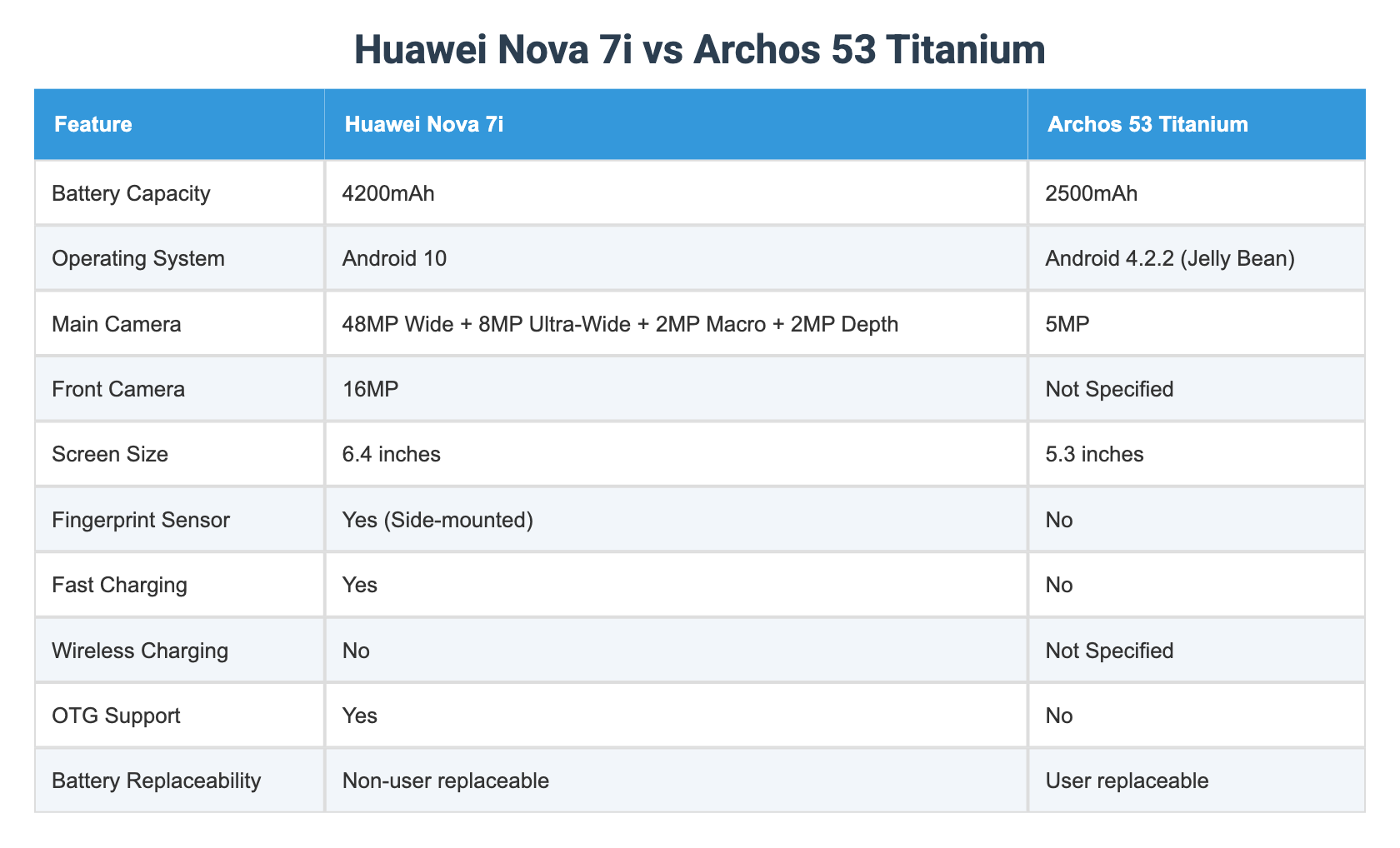 Huawei Nova 7i vs Archos 53 Titanium