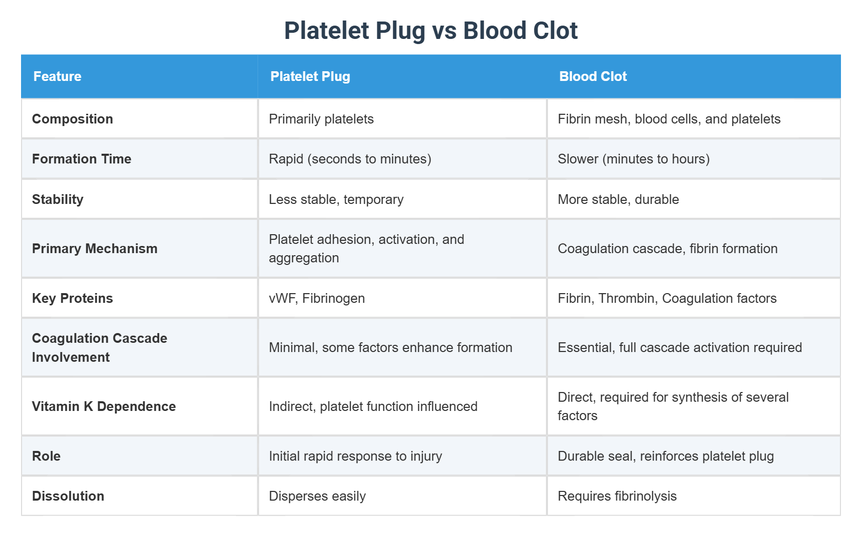 Platelet Plug vs Blood Clot