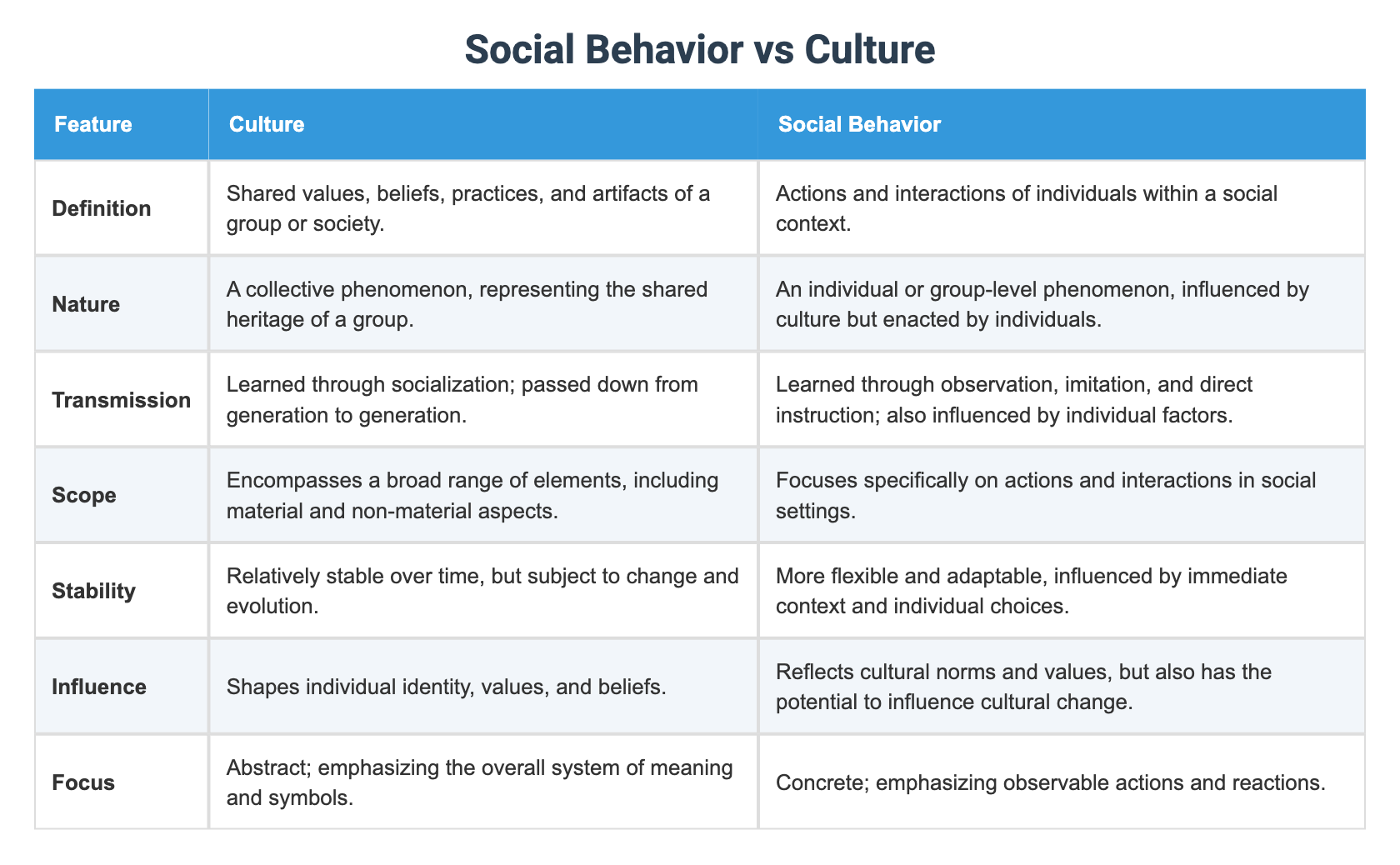 Social Behavior vs Culture