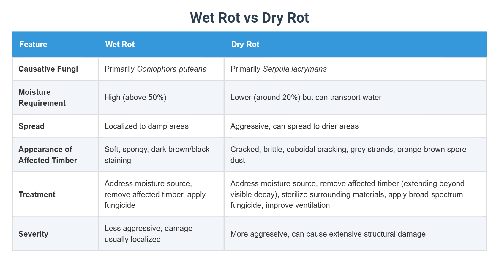 Wet Rot vs Dry Rot