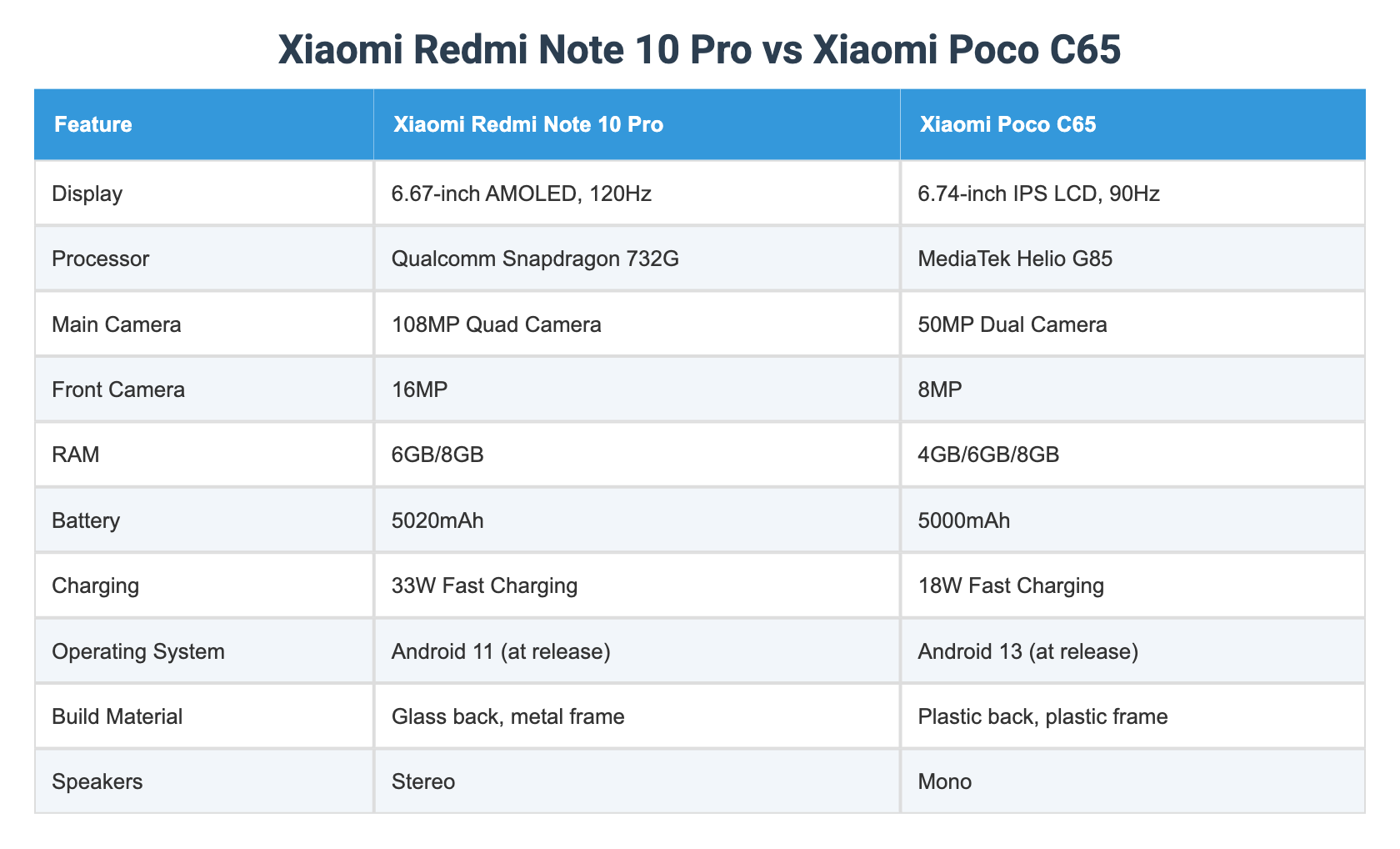 Redmi Note 65 Xiaomi Redmi Note 10 Pro vs Xiaomi Poco C65