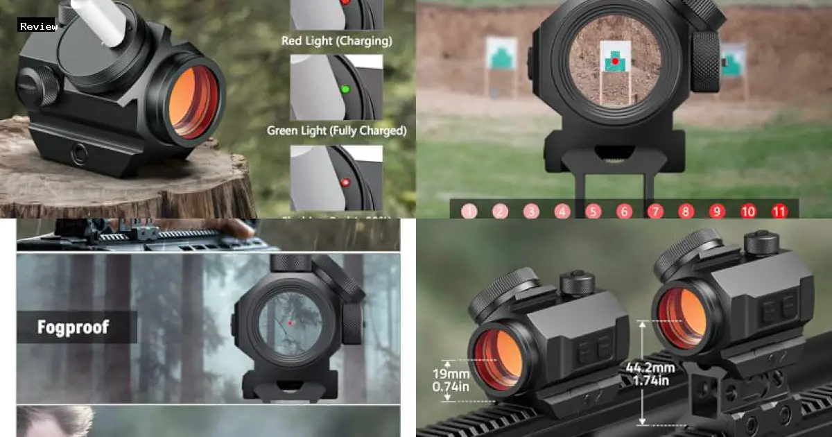 MidTen Rechargeable Red Dot Sight, 1x20mm 2 MOA Red Dot, Waterproof ...